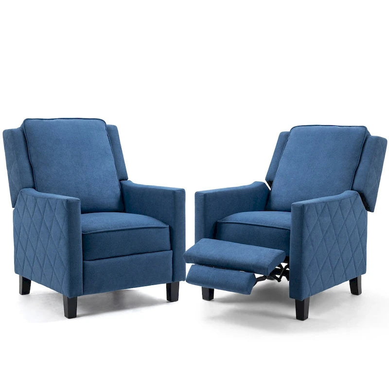 AVAWING Set of 2 Push Back Recliner Chair Linen Wing Back Chair