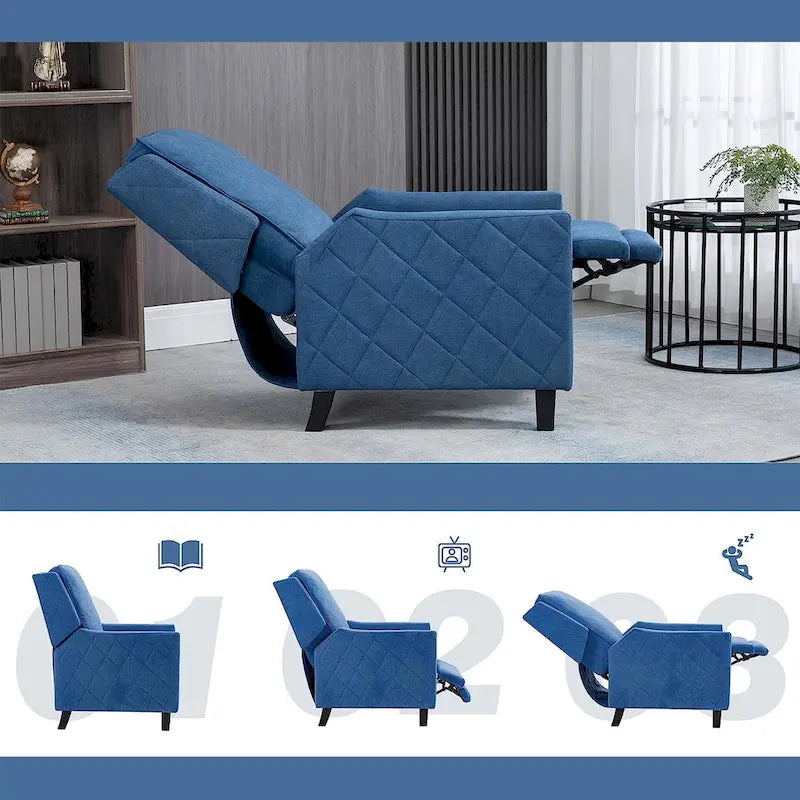 AVAWING Set of 2 Push Back Recliner Chair Linen Wing Back Chair