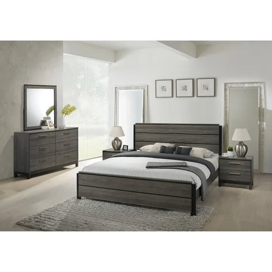 Roundhill Furniture Ioana 187 Antique Grey Wood Bed Room Set