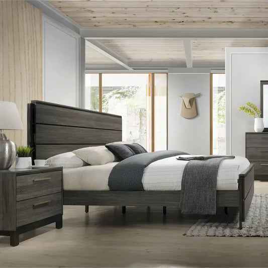 Roundhill Furniture Ioana 187 Antique Grey Wood Bed Room Set