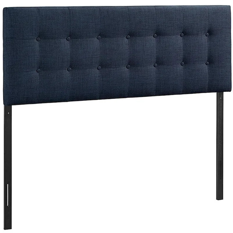 Hixson Stylish Dark Blue Fabric Upholstered Queen Size Headboard