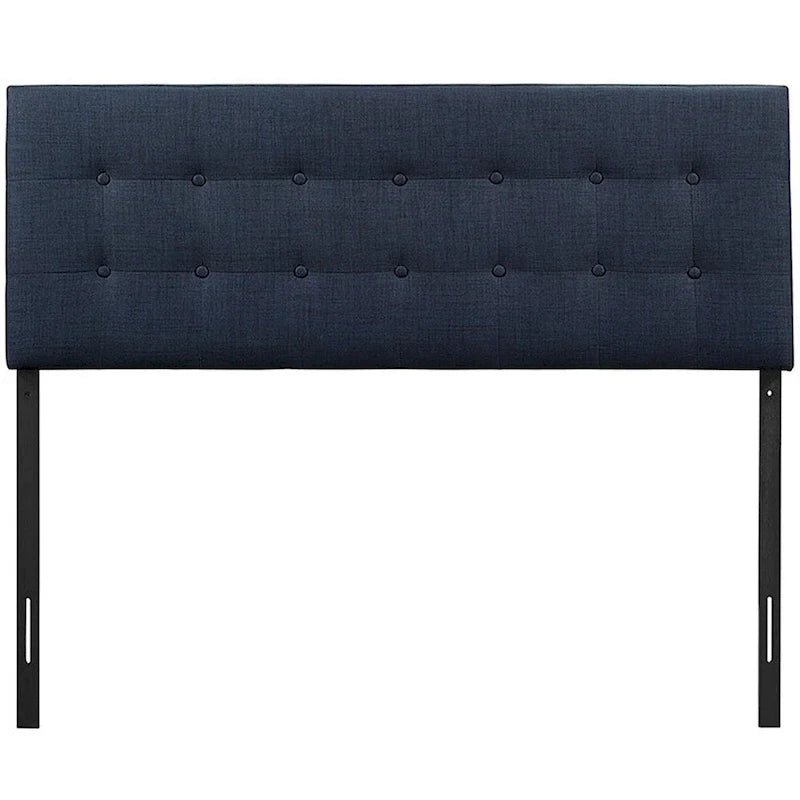 Hixson Stylish Dark Blue Fabric Upholstered Queen Size Headboard