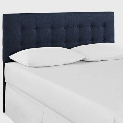Hixson Stylish Dark Blue Fabric Upholstered Queen Size Headboard