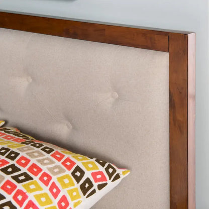 Upholstered Mid-century Modern Platform Bed with Upholstered Headboard