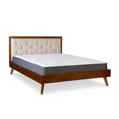 Upholstered Mid-century Modern Platform Bed with Upholstered Headboard