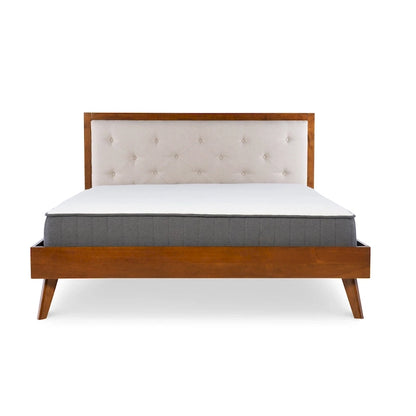 Upholstered Mid-century Modern Platform Bed with Upholstered Headboard