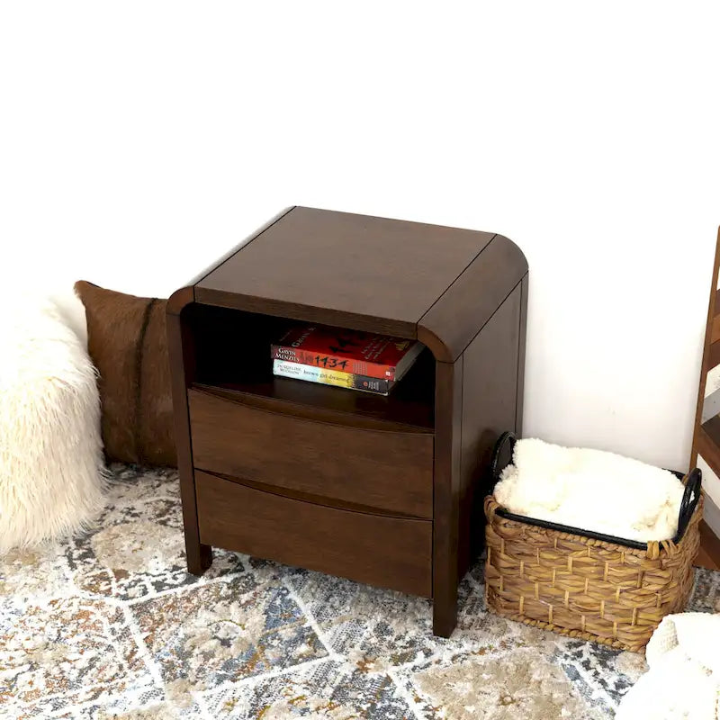 Arken Mid Century Modern Walnut Nightstand Bed Side Table