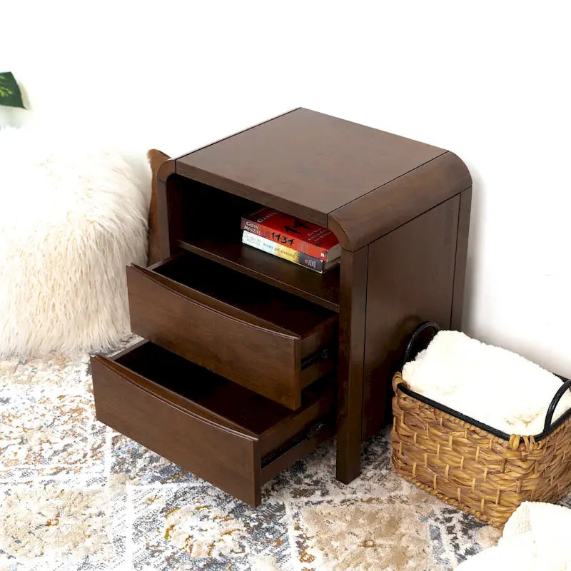 Arken Mid Century Modern Walnut Nightstand Bed Side Table