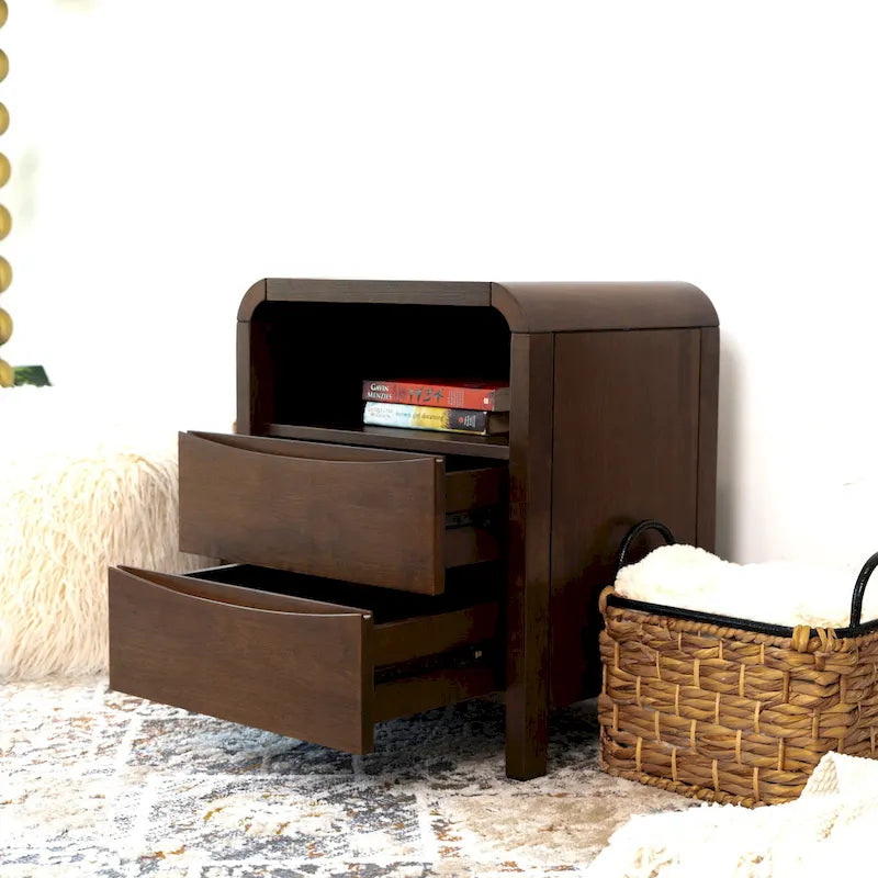 Arken Mid Century Modern Walnut Nightstand Bed Side Table