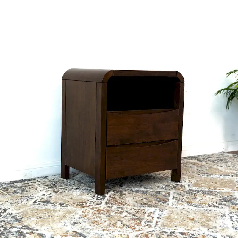 Arken Mid Century Modern Walnut Nightstand Bed Side Table
