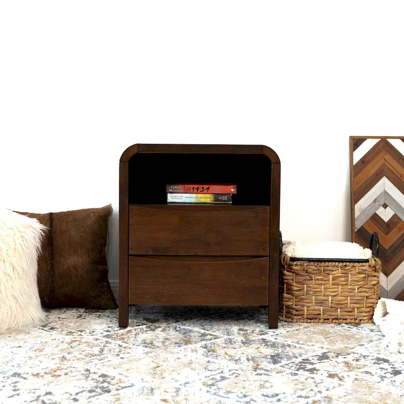 Arken Mid Century Modern Walnut Nightstand Bed Side Table