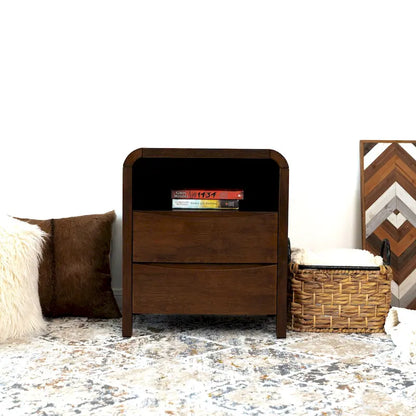 Arken Mid Century Modern Walnut Nightstand Bed Side Table