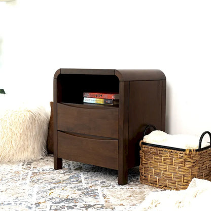 Arken Mid Century Modern Walnut Nightstand Bed Side Table