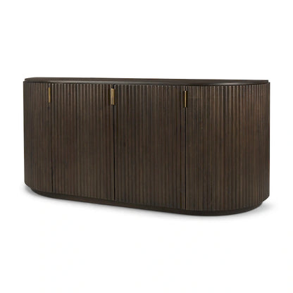 Terra Dark Brown Solid Wood Fluted Sideboard - 72.0L x 18.5W x 32.0H