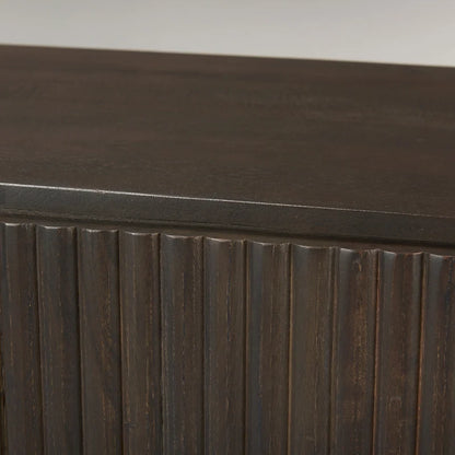 Terra Dark Brown Solid Wood Fluted Sideboard - 72.0L x 18.5W x 32.0H