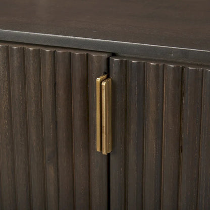 Terra Dark Brown Solid Wood Fluted Sideboard - 72.0L x 18.5W x 32.0H
