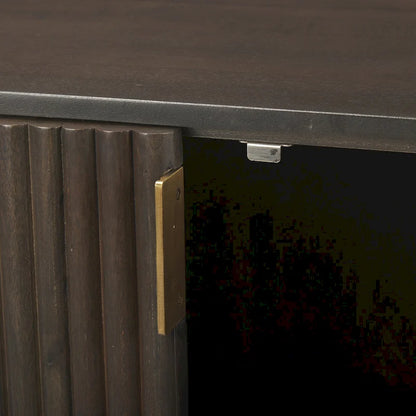 Terra Dark Brown Solid Wood Fluted Sideboard - 72.0L x 18.5W x 32.0H