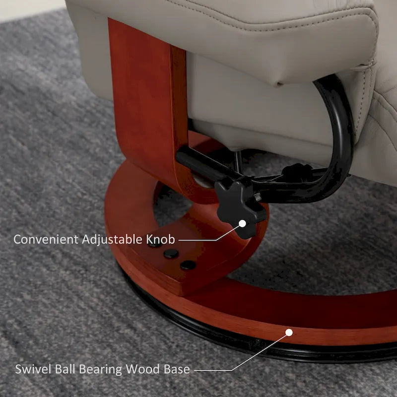 HOMCOM Recliner Chair with Ottoman, 360 Swivel Reclining Chair with Wood Base and Matching Footrest, Black