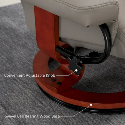 HOMCOM Recliner Chair with Ottoman, 360 Swivel Reclining Chair with Wood Base and Matching Footrest, Black