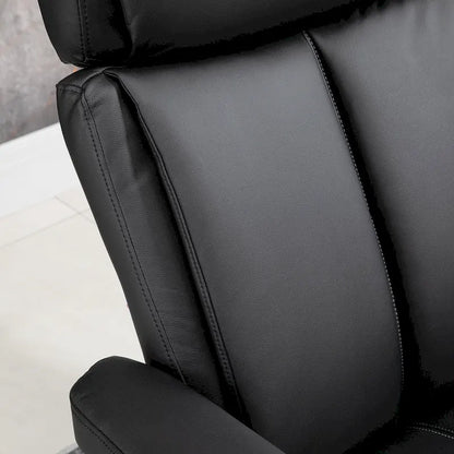 HOMCOM Recliner Chair with Ottoman, 360 Swivel Reclining Chair with Wood Base and Matching Footrest, Black