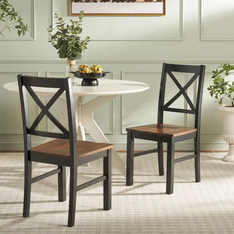 SAFAVIEH Concetta White/Natural Dining Chair - 17.5  W x 19.5  L x 37  H - 18 W x 20 D x 37 H