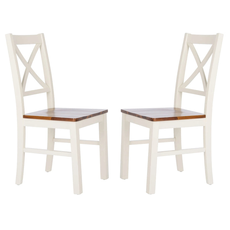 SAFAVIEH Concetta White/Natural Dining Chair - 17.5  W x 19.5  L x 37  H - 18 W x 20 D x 37 H