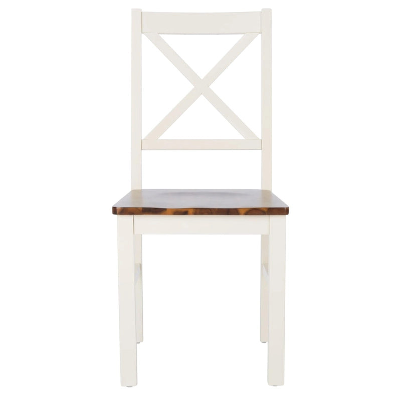 SAFAVIEH Concetta White/Natural Dining Chair - 17.5  W x 19.5  L x 37  H - 18 W x 20 D x 37 H