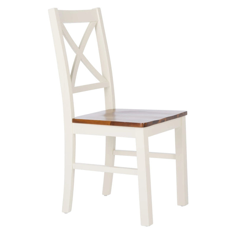 SAFAVIEH Concetta White/Natural Dining Chair - 17.5  W x 19.5  L x 37  H - 18 W x 20 D x 37 H