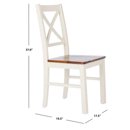 SAFAVIEH Concetta White/Natural Dining Chair - 17.5  W x 19.5  L x 37  H - 18 W x 20 D x 37 H