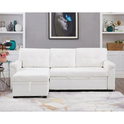 Perry Modern Reversible Sectional Sofa with Storage Chaise, Pullout Sleeper Sofa Couch Bed for Living Room