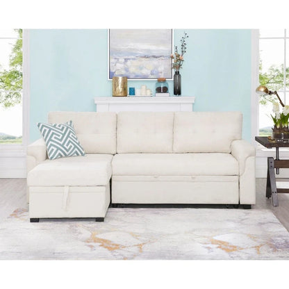 Perry Modern Reversible Sectional Sofa with Storage Chaise, Pullout Sleeper Sofa Couch Bed for Living Room