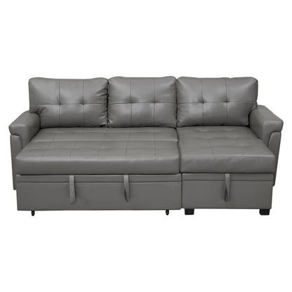 Perry Modern Reversible Sectional Sofa with Storage Chaise, Pullout Sleeper Sofa Couch Bed for Living Room