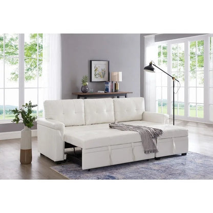 Perry Modern Reversible Sectional Sofa with Storage Chaise, Pullout Sleeper Sofa Couch Bed for Living Room