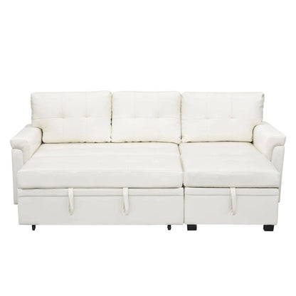 Perry Modern Reversible Sectional Sofa with Storage Chaise, Pullout Sleeper Sofa Couch Bed for Living Room