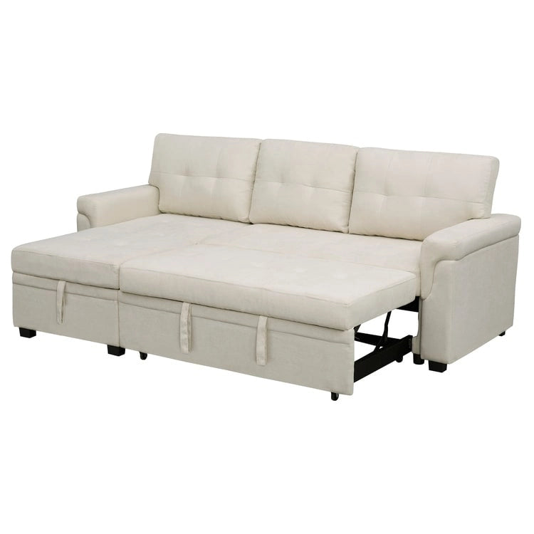 Perry Modern Reversible Sectional Sofa with Storage Chaise, Pullout Sleeper Sofa Couch Bed for Living Room