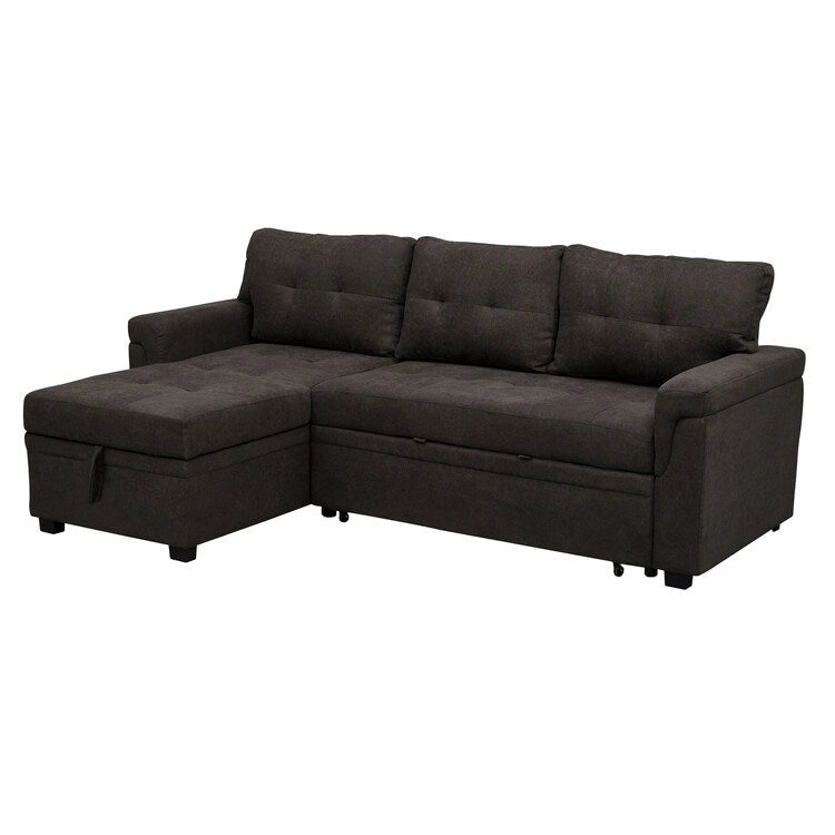 Perry Modern Reversible Sectional Sofa with Storage Chaise, Pullout Sleeper Sofa Couch Bed for Living Room