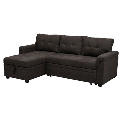 Perry Modern Reversible Sectional Sofa with Storage Chaise, Pullout Sleeper Sofa Couch Bed for Living Room