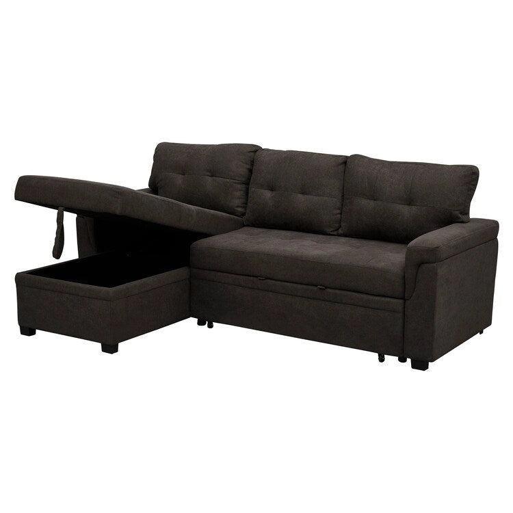 Perry Modern Reversible Sectional Sofa with Storage Chaise, Pullout Sleeper Sofa Couch Bed for Living Room