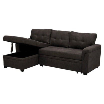 Perry Modern Reversible Sectional Sofa with Storage Chaise, Pullout Sleeper Sofa Couch Bed for Living Room