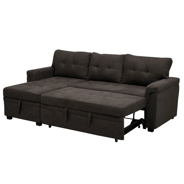 Perry Modern Reversible Sectional Sofa with Storage Chaise, Pullout Sleeper Sofa Couch Bed for Living Room