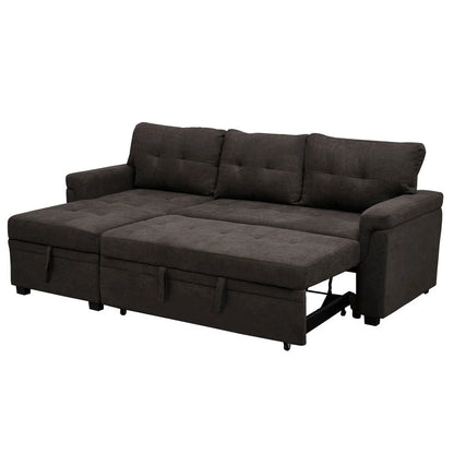 Perry Modern Reversible Sectional Sofa with Storage Chaise, Pullout Sleeper Sofa Couch Bed for Living Room