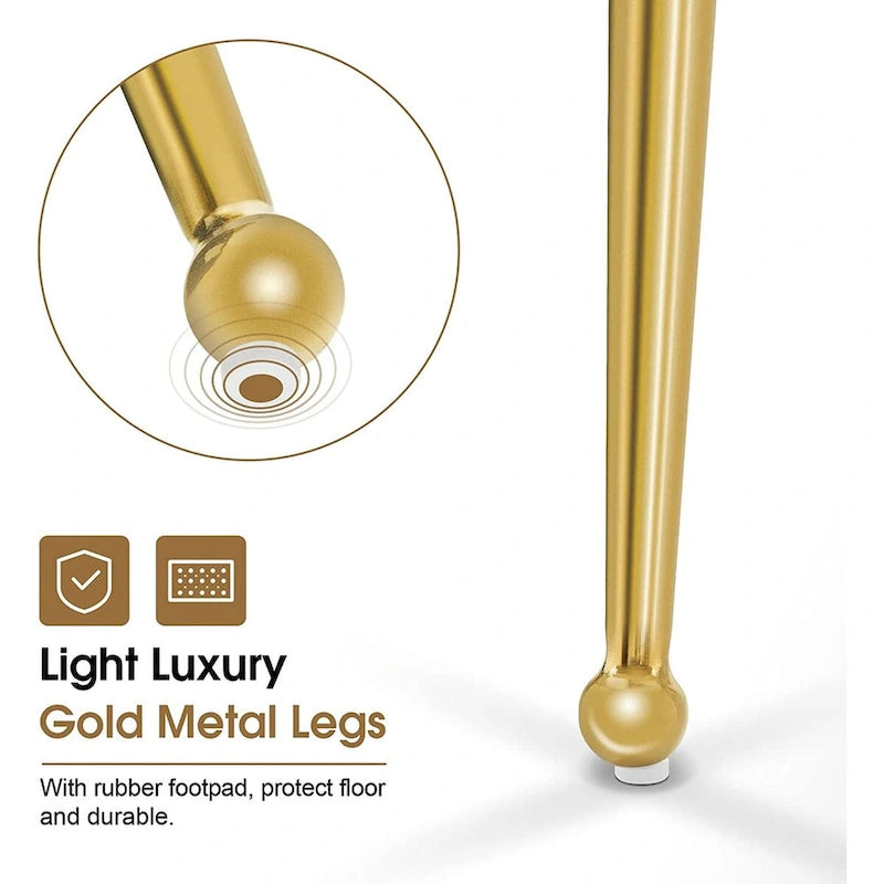 Ivinta Modern Dining Chair Set of 2, Yellow Velvet Upholstered Dining Chair with Gold Legs, Comfy Chair