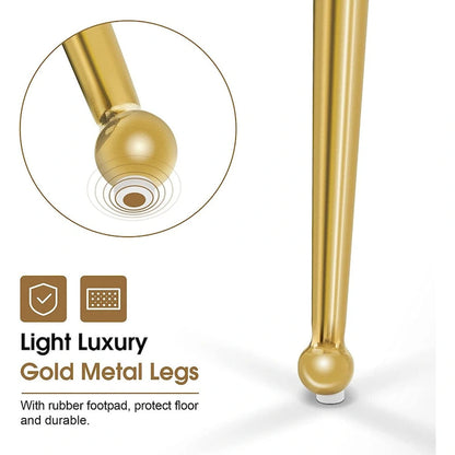 Ivinta Modern Dining Chair Set of 2, Yellow Velvet Upholstered Dining Chair with Gold Legs, Comfy Chair