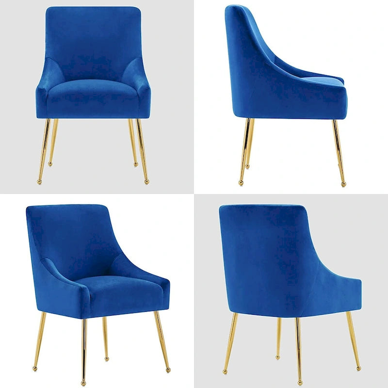 Ivinta Modern Dining Chair Set of 2, Yellow Velvet Upholstered Dining Chair with Gold Legs, Comfy Chair