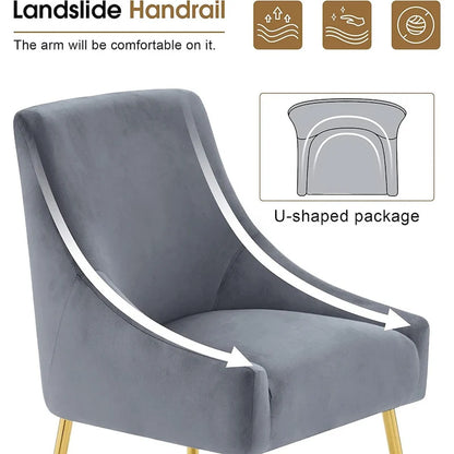 Ivinta Modern Dining Chair Set of 2, Yellow Velvet Upholstered Dining Chair with Gold Legs, Comfy Chair