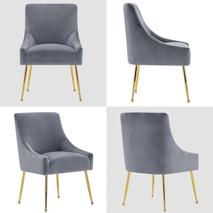 Ivinta Modern Dining Chair Set of 2, Yellow Velvet Upholstered Dining Chair with Gold Legs, Comfy Chair