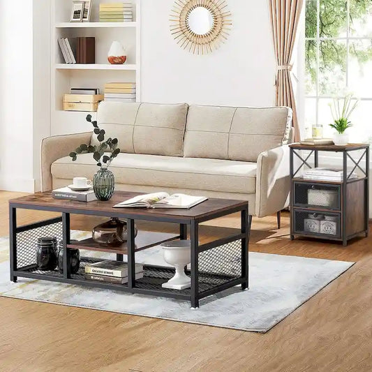 Taomika Modern Nightstands, Coffe Table, Coffe Table Sets, 5 Options, Brown