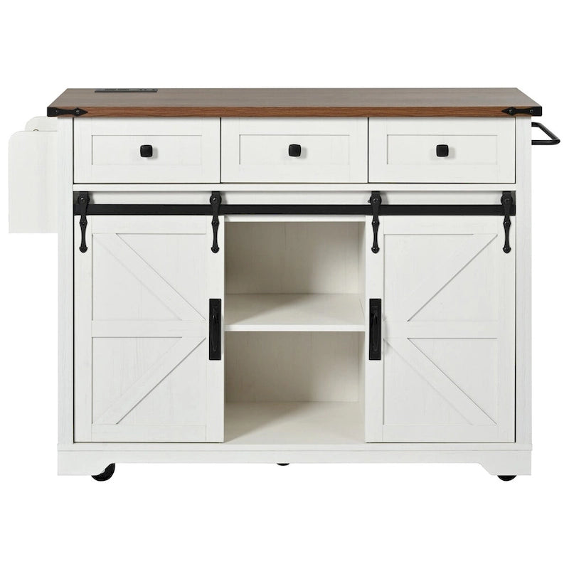 Kitchen Island with Power Outlet and Drop Leaf tabletop by Harper&Bright Designs