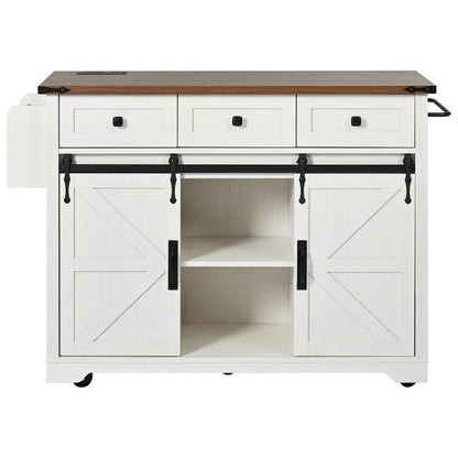 Kitchen Island with Power Outlet and Drop Leaf tabletop by Harper&Bright Designs