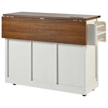 Kitchen Island with Power Outlet and Drop Leaf tabletop by Harper&Bright Designs